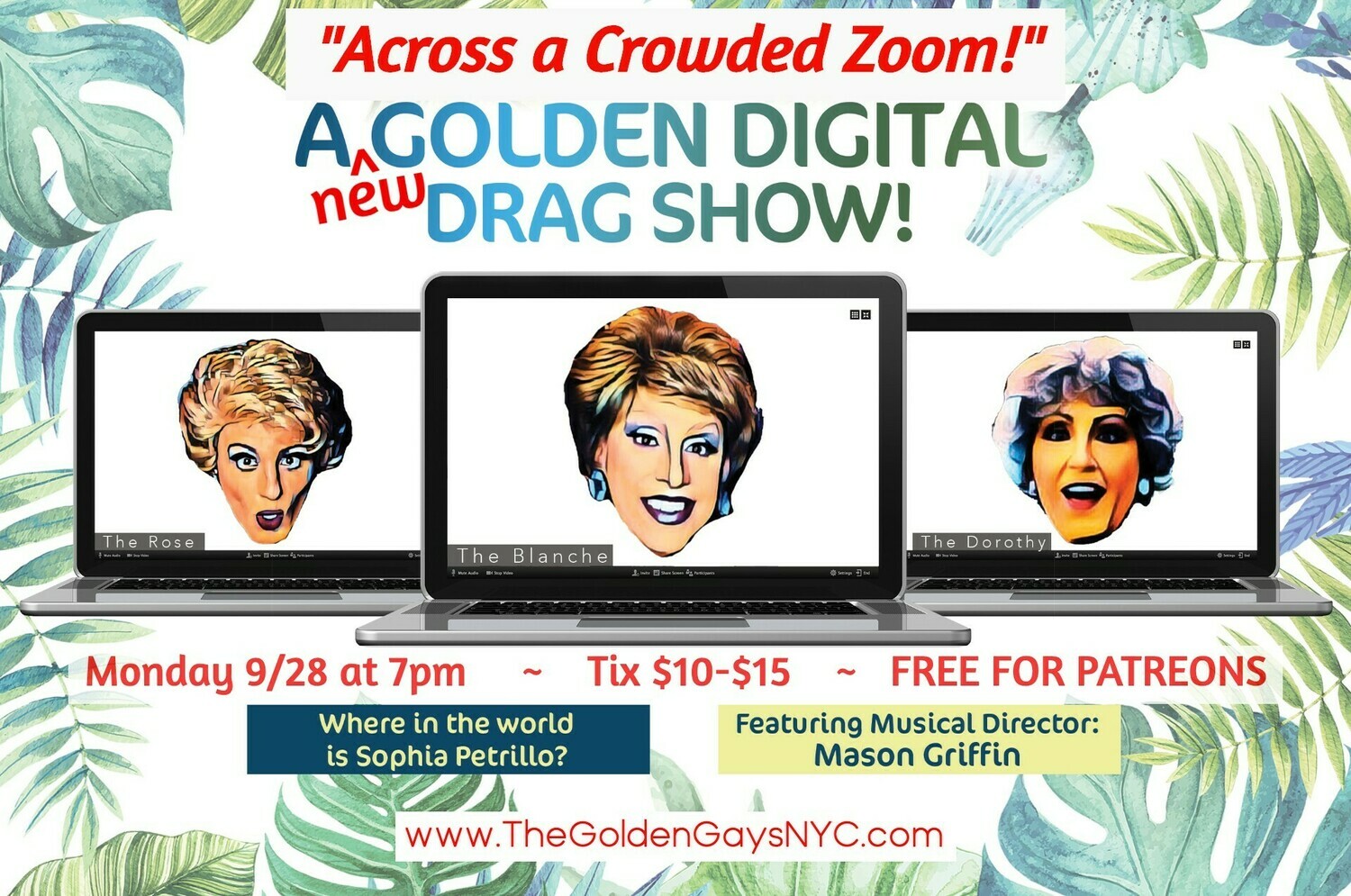 Ticket - Across a Crowded Zoom - (digital show) 9/28/2020