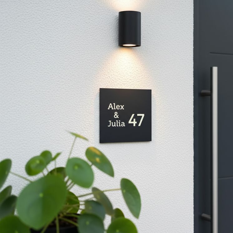 Naambordje voordeur (mat zwart plexiglas)