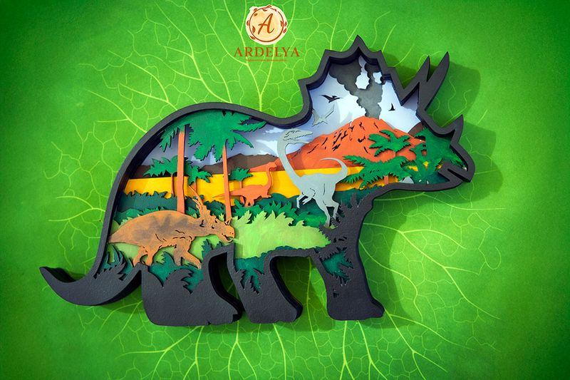 Decoración infantil dinosaurio 3D en madera –