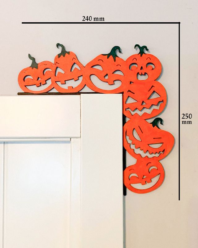 Decoración Halloween para marcos de puerta – Calabazas y brujas en madera – Adornos originales de Halloween 3D