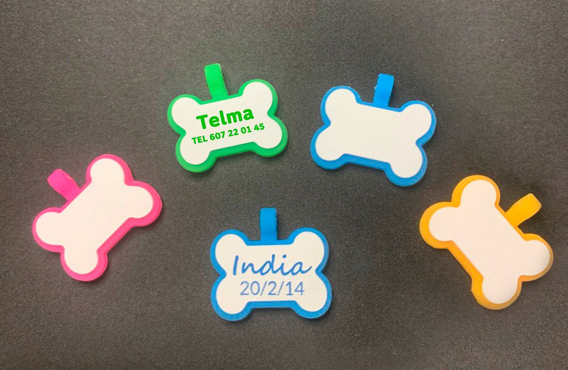 Chapa identificativa para mascotas personalizada con nombre | Silicona luminosa que brilla en la oscuridad | Ideal para perros y gatos