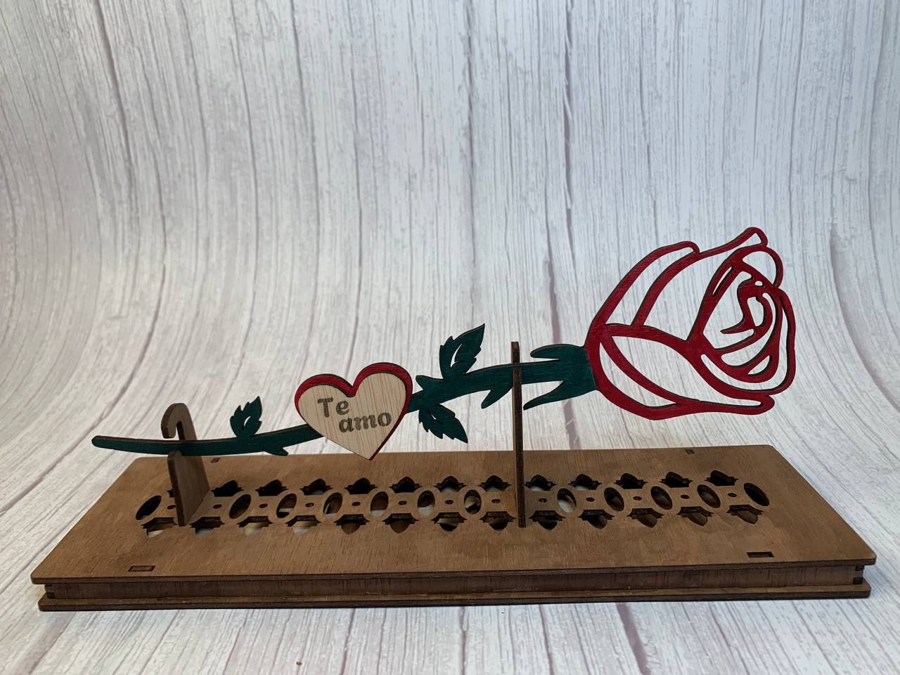 Rosa de madera personalizada con mensaje