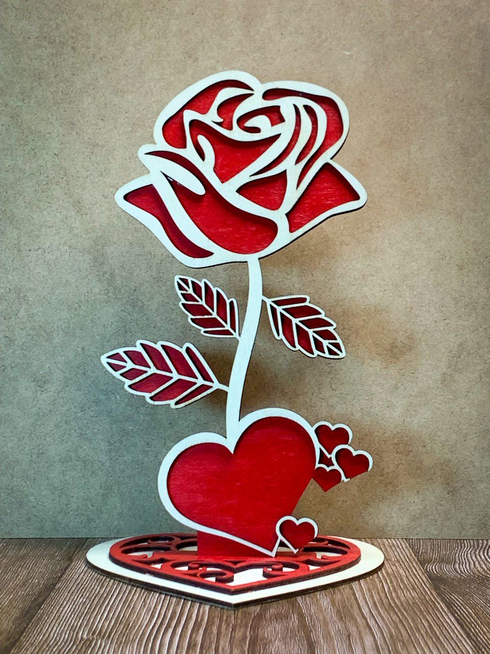 Rosa de madera 3D personalizada con nombre