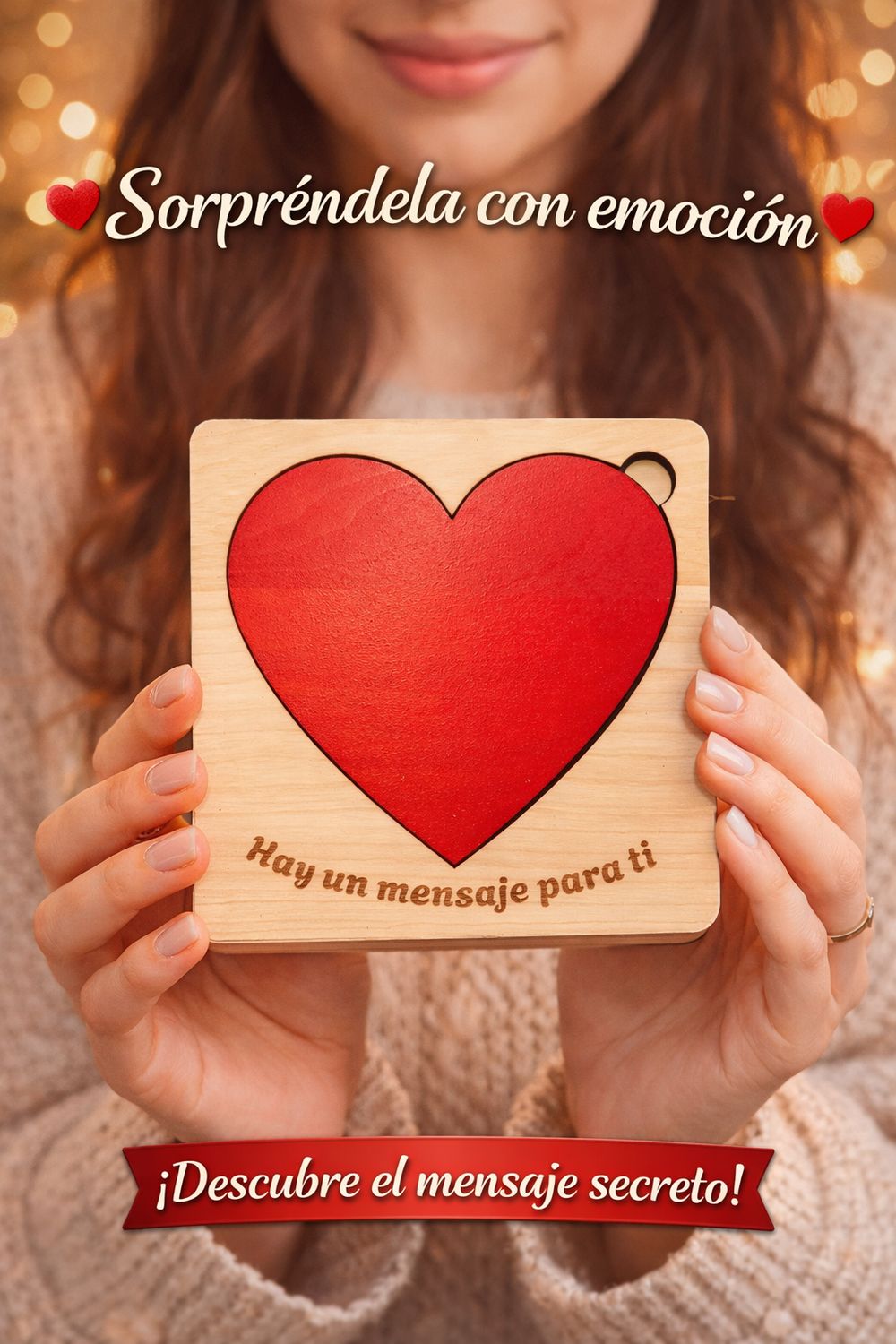 Corazones de Madera con Mensaje Secreto (Personalizable) – Regalo Romántico Sorpresa