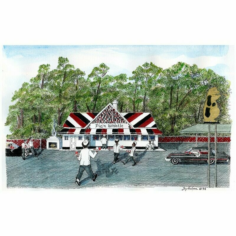 9x12 Watercolor of the Pig’n Whistle V.1