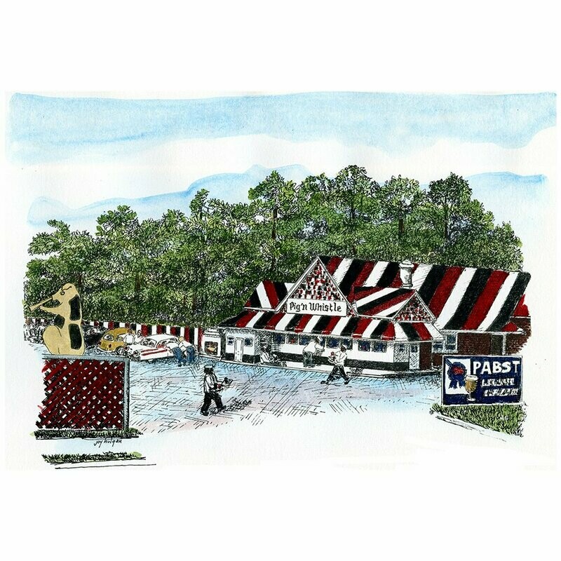 9x12 Watercolor of the Pig’n Whistle V.2