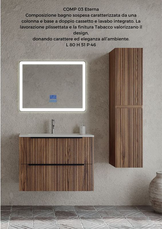 Composizione bagno ETERNA 3 da 80 cm tabacco plissettato