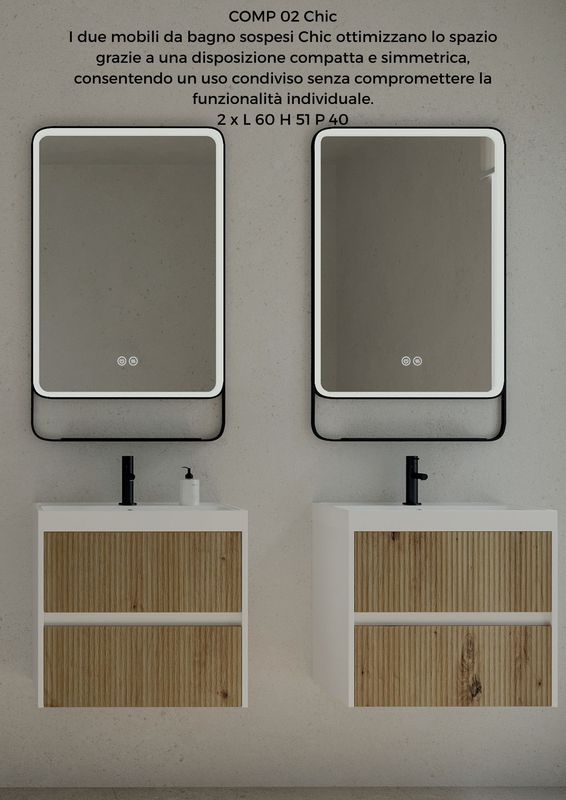 Composizione bagno CHIC 2 rovere oro 60 + 60 CM