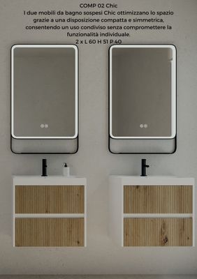 Composizione bagno CHIC 2 rovere oro 60 + 60 CM