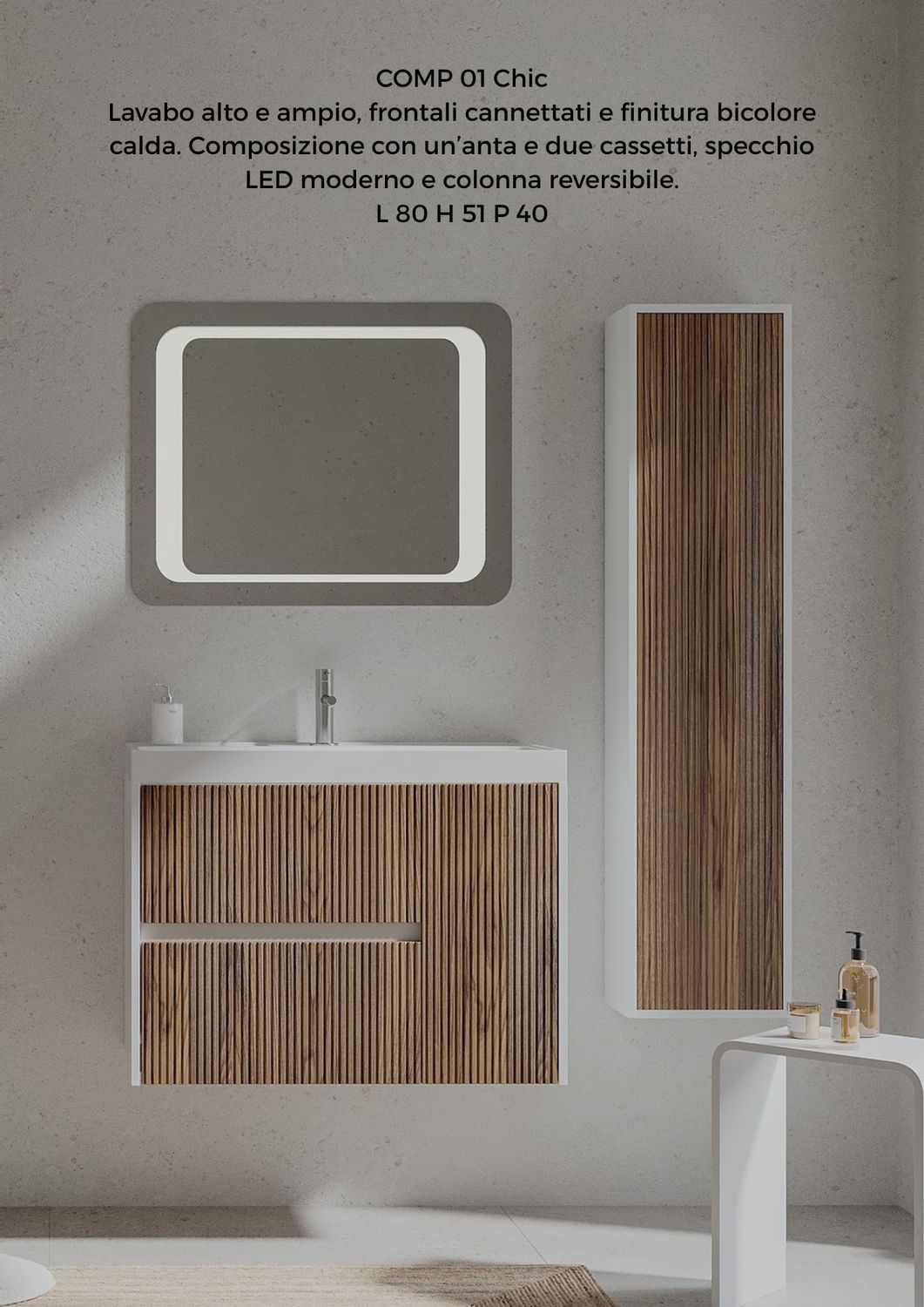 Composizione CHIC 1 BIANCO LUCIDO - TABACCO 80 CM