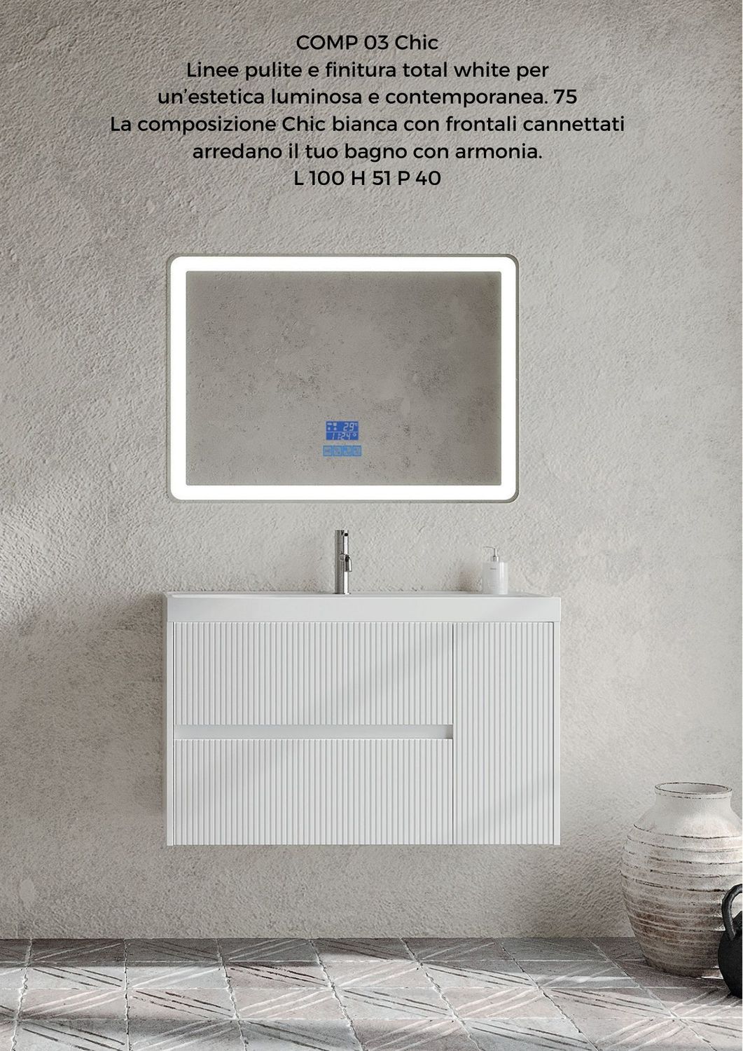 Composizione bagno CHIC 3 bianco lucido 100 CM