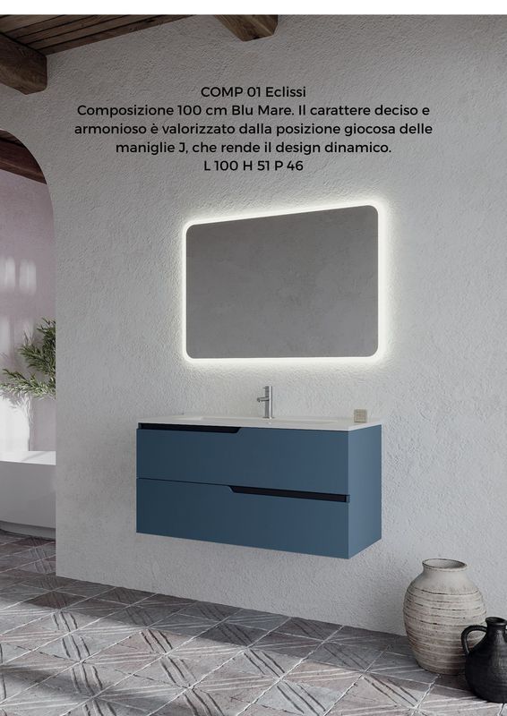 Composizione bagno ECLISSI 1 blu mare 100 CM
