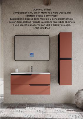 Composizione bagno ECLISSI 2 nero matt + mattone 100 CM