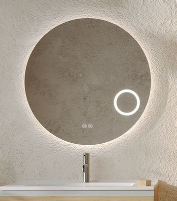 Specchio tondo senza cornici con illuminazione led, sistema di anti condensa e interruttore touch 80 cm