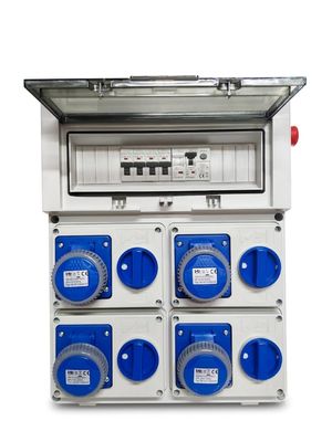 QUADRO DI SISTRIBUZIONE DA CANTERE TERMOP. 4 PRESE INTERB. 2P+T 16A 230V IP67 + PUL. EME QUADRO DI SISTRIBUZIONE DA CANTERE TERMOP. 4 PRESE INTERB. 2P+T 16A 230V IP67 + PUL. EME