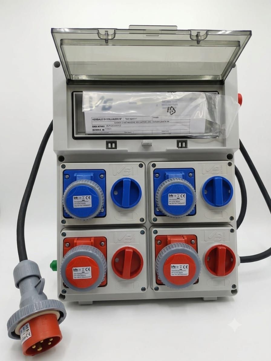 QUADRO DI DISTRIBUZIONE PER CANTIERE (ASC) TERMOP. 4 PRESE INTERB. 2X2P+T 16A 230V IP67 +2X 3P+T QUADRO DI DISTRIBUZIONE PER CANTIERE (ASC) TERMOP. 4 PRESE INTERB. 2X2P+T 16A 230V IP67 +2X 3P+T
