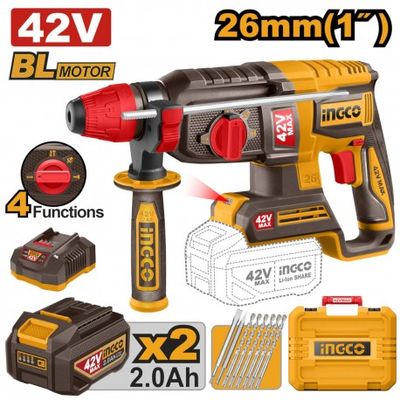 MARTELLO DEMOLITORE 26MM 42V 4 FUNZIONI CON 2 BATTERIE