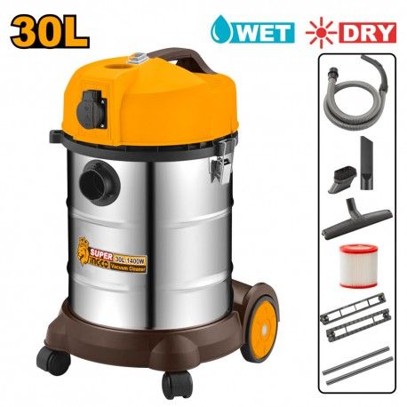 ASPIRAPOLVERE SECCO E LIQUIDI INOX 1400W 30LT - INGCO ASPIRAPOLVERE SECCO E LIQUIDI INOX 1400W 30LT - INGCO
