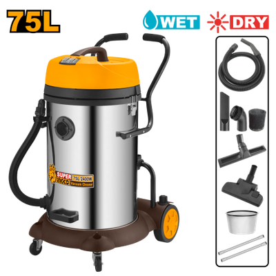 BIDONE ASPIRAPOLVERE/LIQUIDI INOX 75LT - 2X1200W - INGCO BIDONE ASPIRAPOLVERE/LIQUIDI INOX 75LT - 2X1200W - INGCO