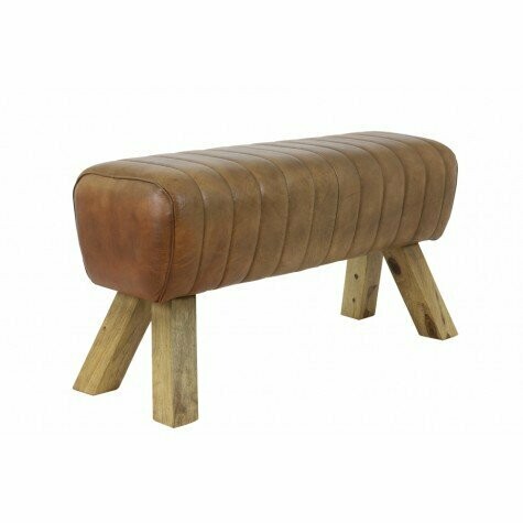 "Ramy" Leather Bench Brown