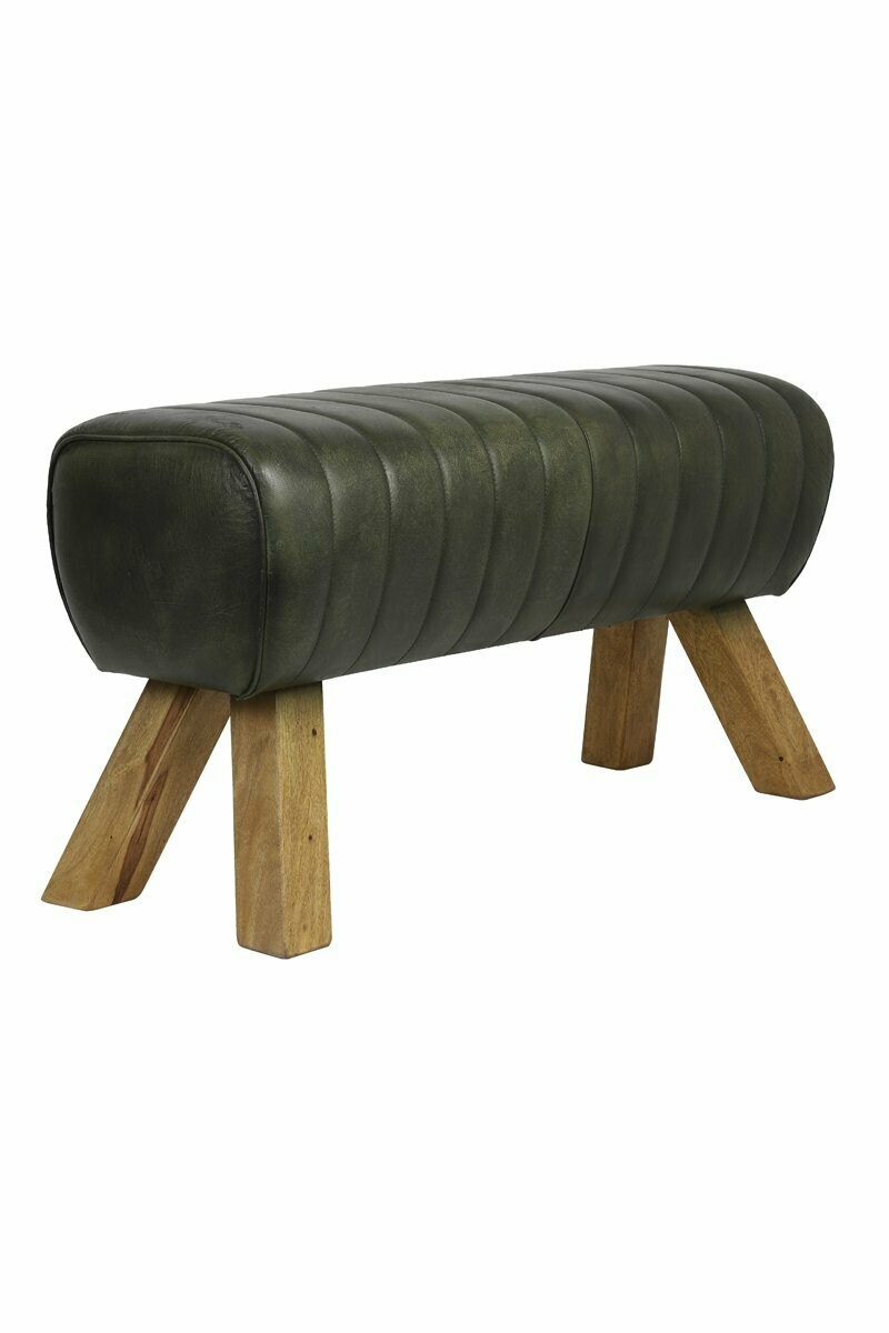 "Ramy" Leather Bench Green