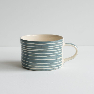 Thick Stripe Dove Grey Mug