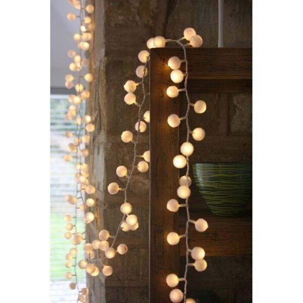 Pom Pom Light String In White Mains Operated
