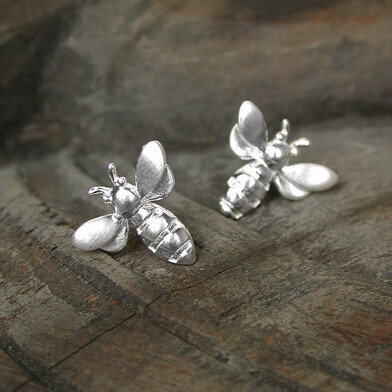 Silver Bee Stud Earrings