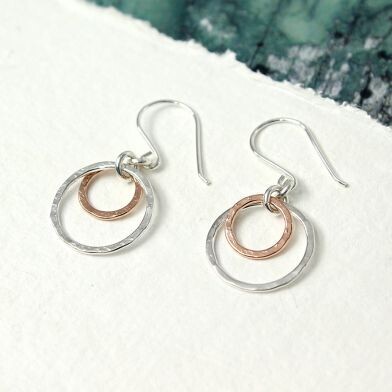 Silver And Rose Gold Double Hoop Earrings