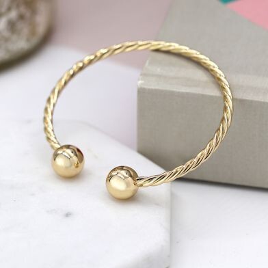 Gold plated twisted strand torc bracelet