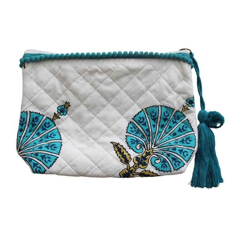 Aqua Shell Print Make Up Bag