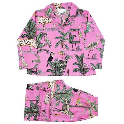 Pink Jungle Button Down Girls Pyjamas