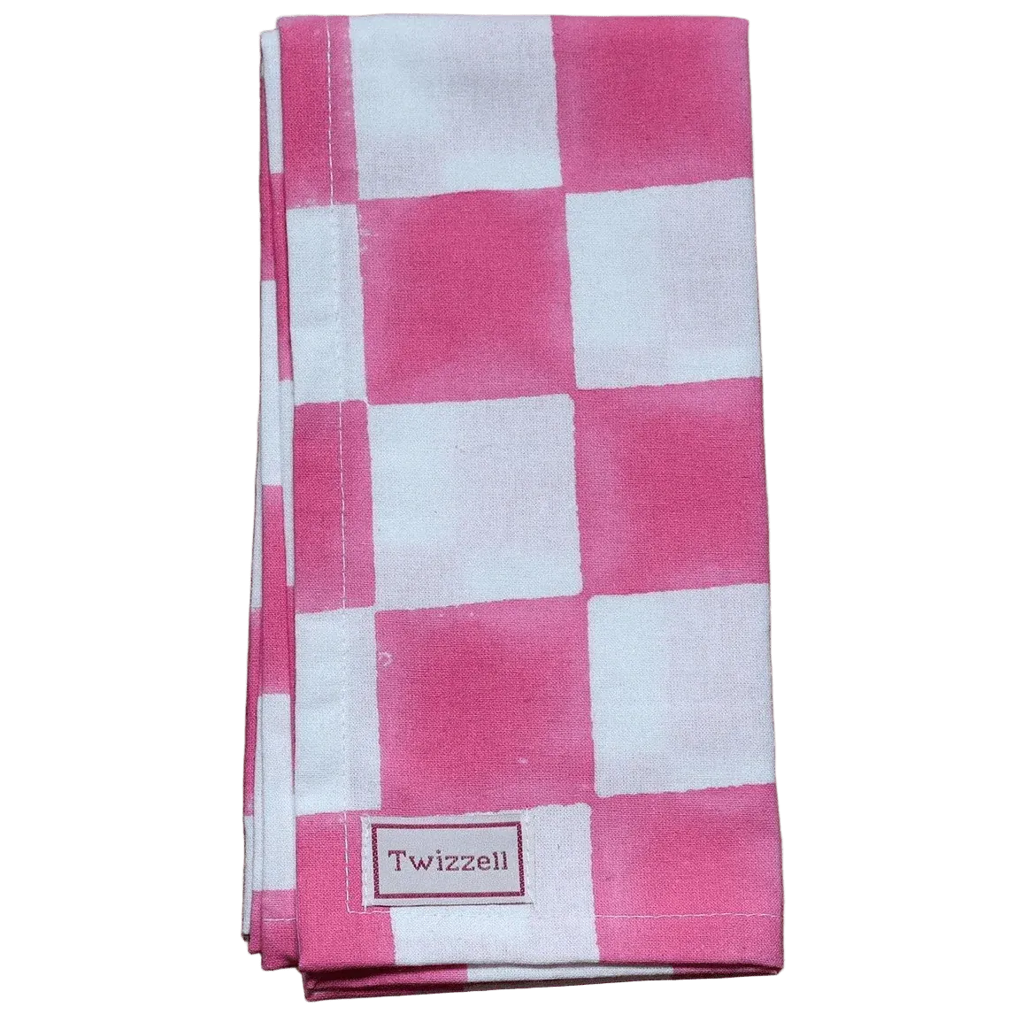 PINK & WHITE CHECKERBOARD NAPKIN X 4