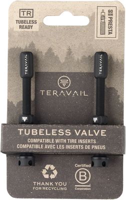 Teravail Alloy Tubeless Valves - Pair, 60mm, Matte Black
