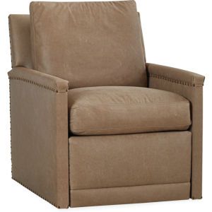 Swivel Recliner Upholstered in a Blue & White Stripe Fabric w/ Nail Head Trim 28"W x 36"D x 36"H