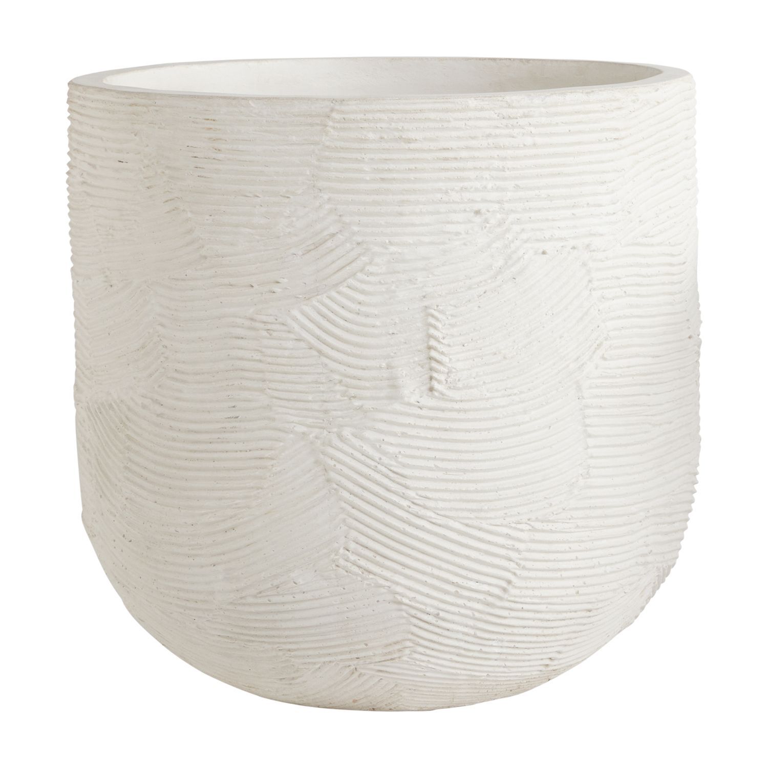 Large White Textural Outdoor Ceramic Pot 20"Dia.