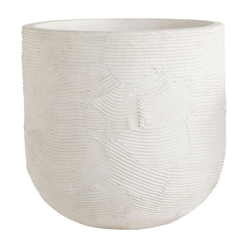 Large White Textural Outdoor Ceramic Pot 20"Dia.