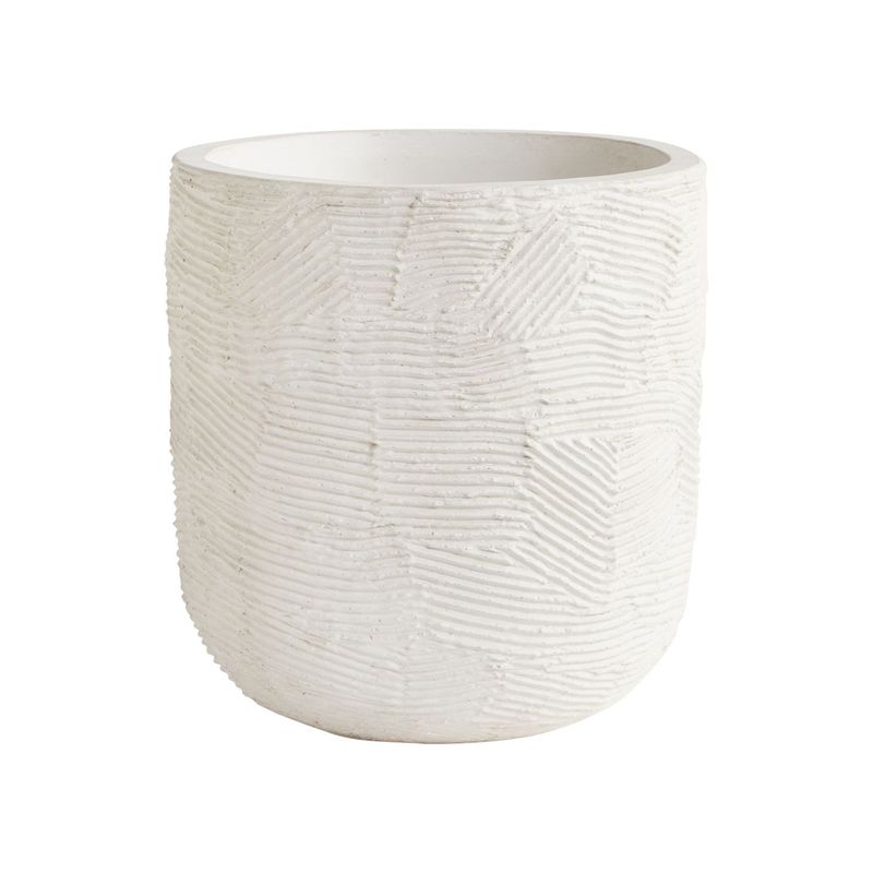 Small White Textural Outdoor Ceramic Pot 16.5"Dia.