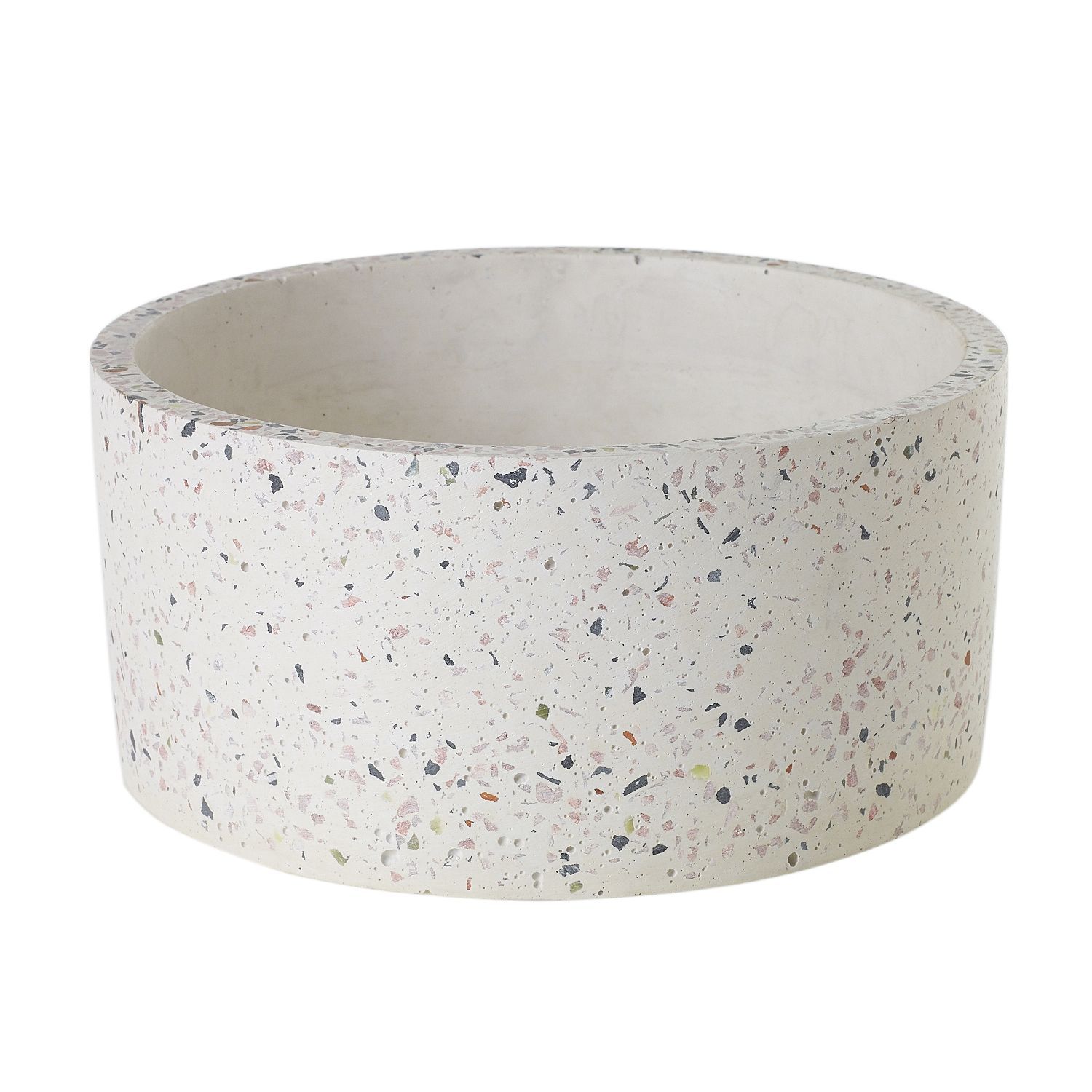 Large Natural Stone White Terrazzo Bowl 9"Dia. x 4.25"H