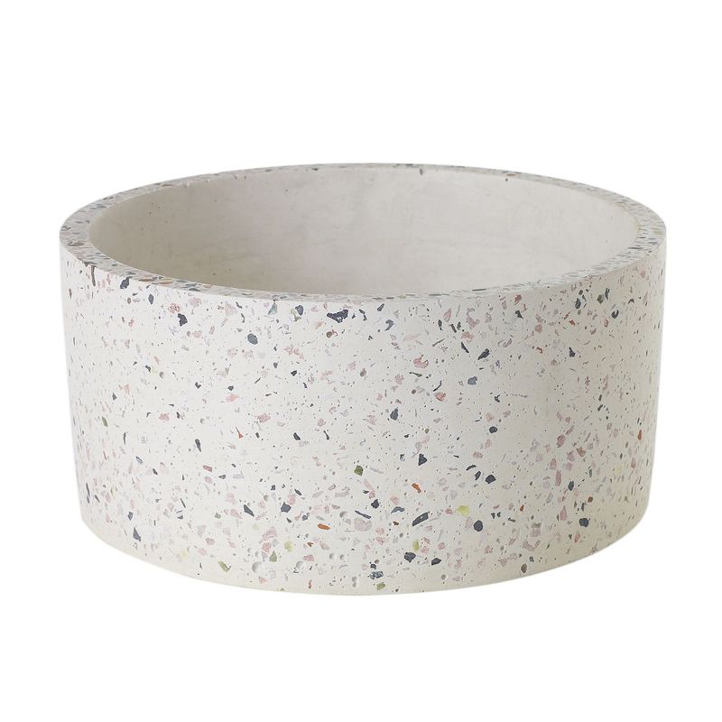 Large Natural Stone White Terrazzo Bowl 9"Dia. x 4.25"H