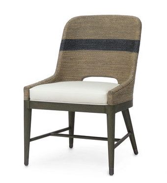 Woven Dining Chair with Contrast Stripe and Sunbrella Fabric Seat Cushion