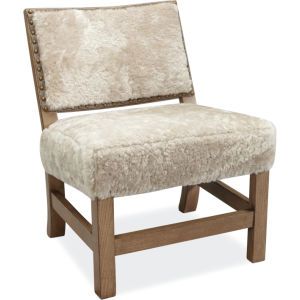 Side Chair in Neutral Shearling Upholstery w/ Oak Frame 18"W x 21"D x 25"H