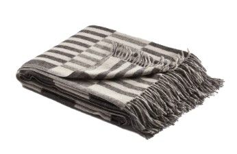 Grey Striped Merino Wool Throw 55" x 70"