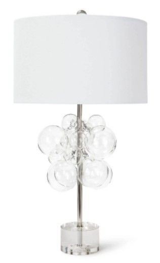 Clear Glass and Polished Nickel Bubble Lamp 17"Dia. x 31"H