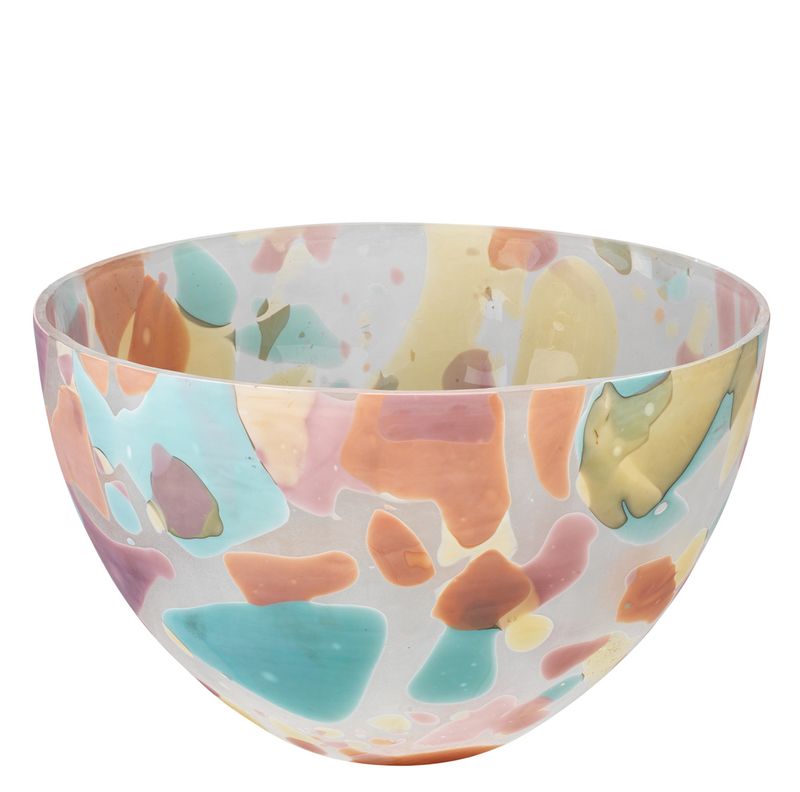 Large Hand-Blown Multi-Color Glass Bowl 14"Dia. x 9"H