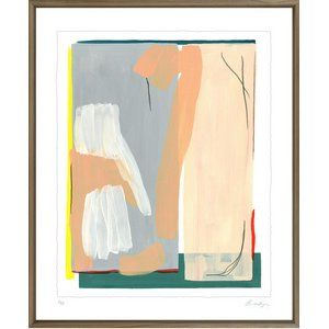 Colorful Abstract Oeuvre in Custom Walnut Frame (5) 19"W x 23"H