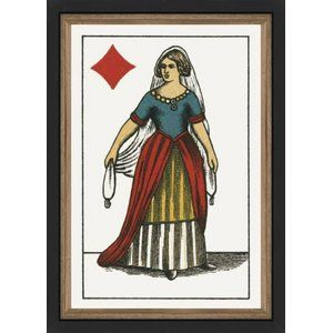 Queen of Diamonds Giclee in a Custom Natural Wood and Black Frame 16"W x 22"H