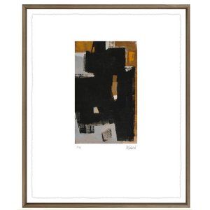 Abstract Black Giclee in a Walnut Frame 19"W x 23" H