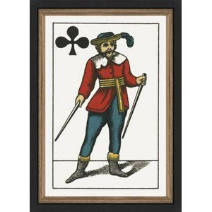 Jack of Clubs Giclee in a Custom Natural Wood and Black Frame 16"W x 22"H