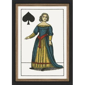 Queen of Spades Giclee in a Custom Natural Wood and Black Frame 16"W x 22"H